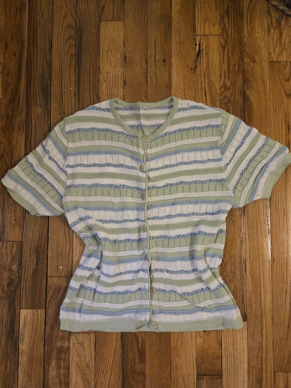 Vintage Norm Thompson Cotton Knit Button Down Shirt Cottagecore Floral 90s Small